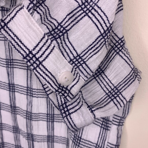 Promesa womens ruffle plaid button down short sleeve size large - Picture 5 of 7